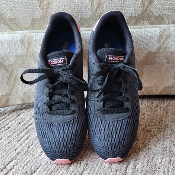 REEBOK LACE UP CLASSIC SNEAKERS COMFORT FOOTBED BLACK & PINK WOMEN'S SIZE 9 - Picture 2 of 14